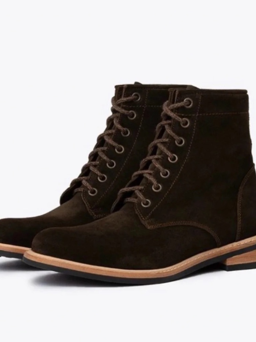 Nisolo Amalia All-Weather Boot - brown, waterproof suede, size 9 EUC